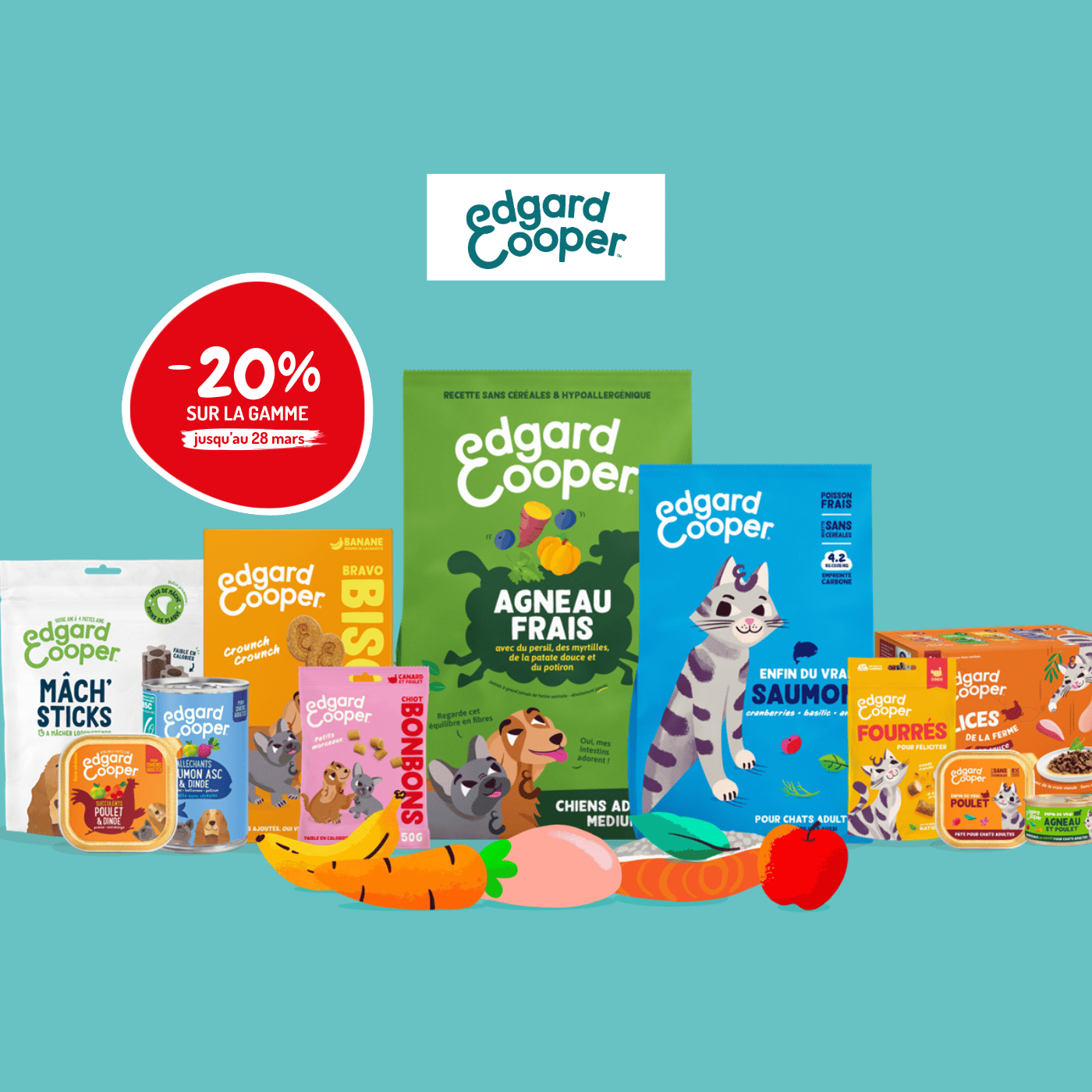 Croquettes et friandises Edgard & Cooper chien et chat