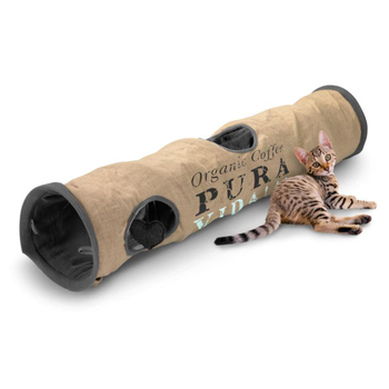 Visuel 1 du produit Couchage Chat - D&D Tunnel Pura Vida Brun et anthracite - 120 x 25 cm