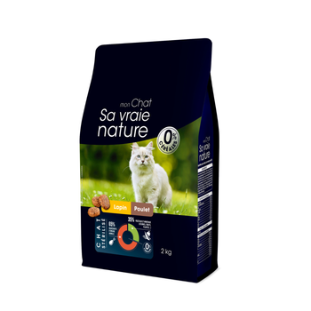 Visuel 1 du produit Croquettes Chat Stérilisé Sans Céréales - Sa Vraie Nature Lapin et Poulet - 2 kg