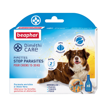 Visuel 1 du produit Pipettes antiparasitaires Chien Moyen – Beaphar DiméthiCARE – 6 x 3 ml