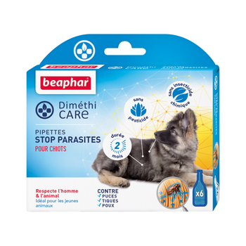 Visuel 1 du produit Soin Chien – Beaphar Pipettes Antiparasitaires DiméthiCARE pour chiot – x 6