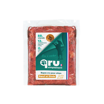 Visuel 1 du produit BARF Chien - Qru Simplement Bœuf et Dinde surgelé - 900 gr