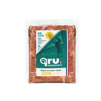 Visuel 1 du produit BARF Chien - Qru Simplement Poulet surgelé - 900 gr