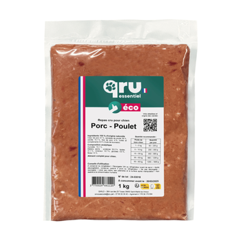 Visuel 1 du produit BARF Chien - Qru essentiel Porc Poulet - 1 kg