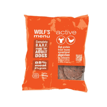 Visuel 1 du produit BARF Chien - Wolf's Menu Active Poulet et bœuf surgelé - 800 gr