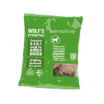 Visuel 1 du produit BARF Chien - Wolf's Menu Sensitive Agneau Surgelé - 800 gr