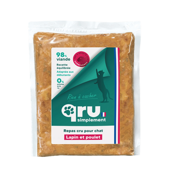 Visuel 1 du produit BARF Chat - Qru Simplement Lapin et Poulet surgelé - 450 gr