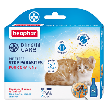 Visuel 1 du produit Soin Chat – Beaphar Pipettes Antiparasitaires DiméthiCARE pour chaton – x 6