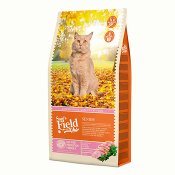 Visuel 1 du produit Croquettes Chat Senior – Sam's Field à la dinde et au poulet – 7,5 kg