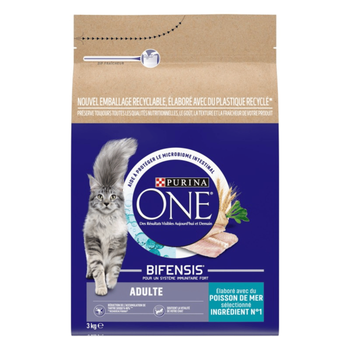 Visuel 1 du produit Croquettes Chat – Purina One Adulte Poissons De Mer Céréales Complètes – 3 kg