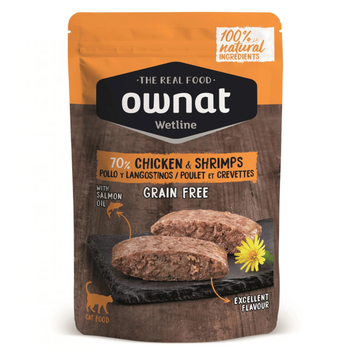 Visuel 1 du produit Sachet Chat – Ownat Wetline Poulet et Crevettes 85 gr