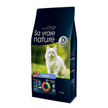Visuel 1 du produit Croquettes Chat Stérilisé Sans Céréales - Sa Vraie Nature Saumon - 5 kg
