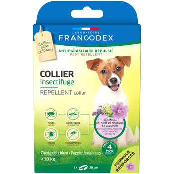 Visuel 1 du produit Soin Chien - Francodex Collier insectifuge Chiots et petits chiens moins de 10 kg - 35 cm
