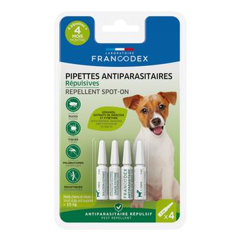 Visuel 1 du produit Soin Chien - Francodex Pipettes antiparasitaires insectifuges Chiots et petits chiens moins de 10 kg - 4 x 1 ml