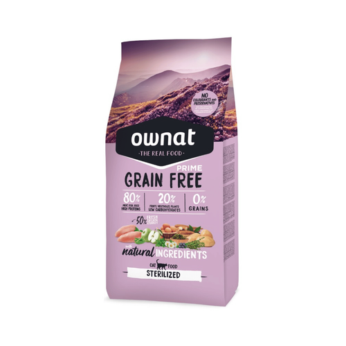 Visuel 1 du produit Croquettes Chat - Ownat Grain Free Prime Adulte stérilisé sans céréales Dinde & Poulet - 8kg