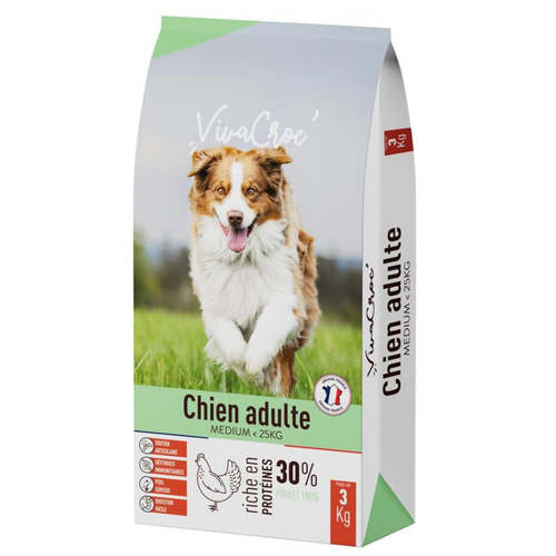 Visuel 1 du produit Croquettes Chien – VivaCroc Adulte Medium Poulet – 3 kg