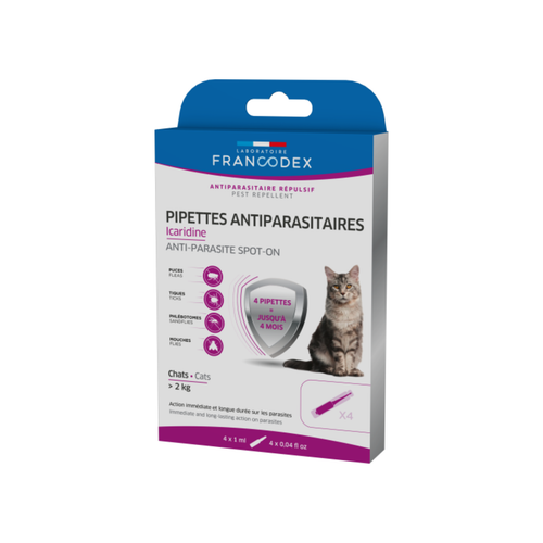 Visuel 2 du produit Soin Chat - Francodex Pipettes antiparasitaire Icaridine -  4 x 1 ml
