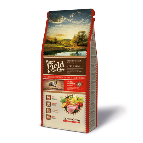 Visuel 1 du produit Croquettes Chien Mini Low Grain – Sam's Field au poulet et pommes de terre – 8 kg