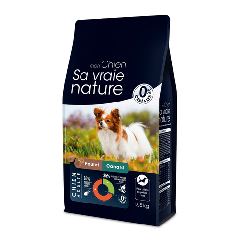 Visuel 1 du produit Croquettes Chien Sans Céréales - Sa vraie Nature de petite race au canard et au poulet  – 2,5 kg