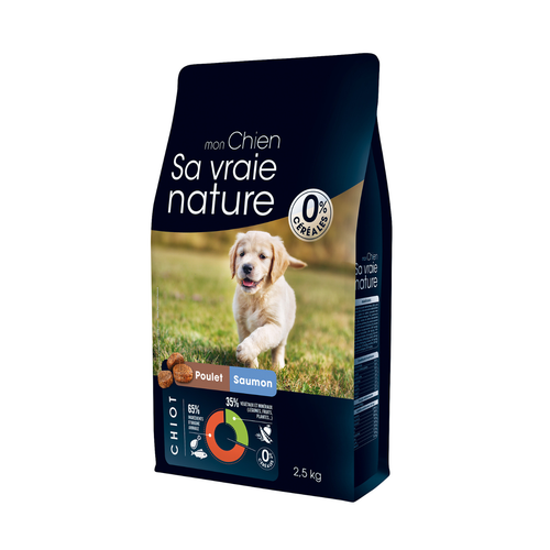 Visuel 1 du produit Croquettes Chiot Sans Céréales – Sa Vraie Nature Poulet et Saumon 2,5 kg