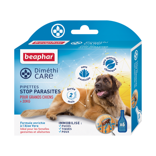 Visuel 1 du produit Pipettes antiparasitaires Grand Chien – Beaphar DiméthiCARE  – 6 x 4,5 ml