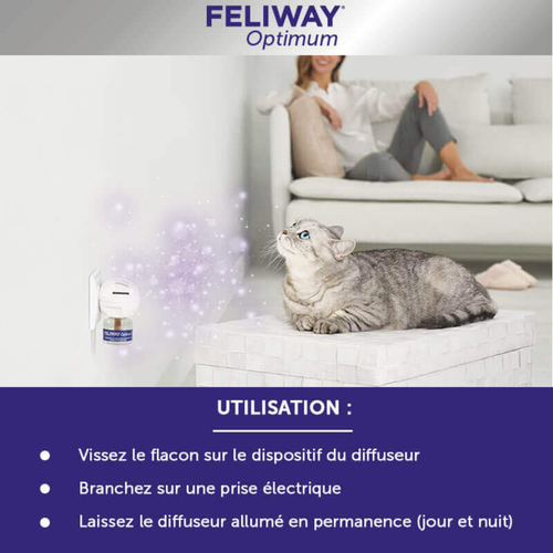 Visuel 7 du produit Feliway Optimum - Diffuseur anti-stress + recharge 48 ml