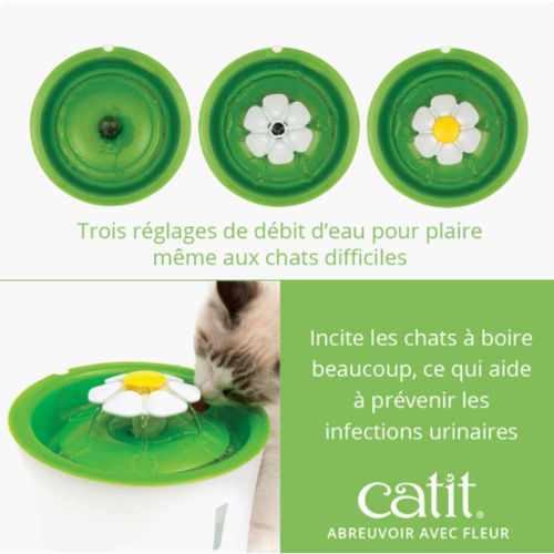 Visuel 6 du produit Distributeur Chat – Catit Fontaine à eau Flower coloris vert – 3 litres