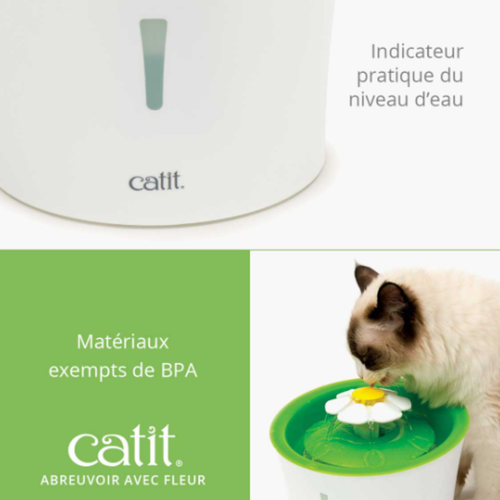 Visuel 9 du produit Distributeur Chat – Catit Fontaine à eau Flower coloris vert – 3 litres