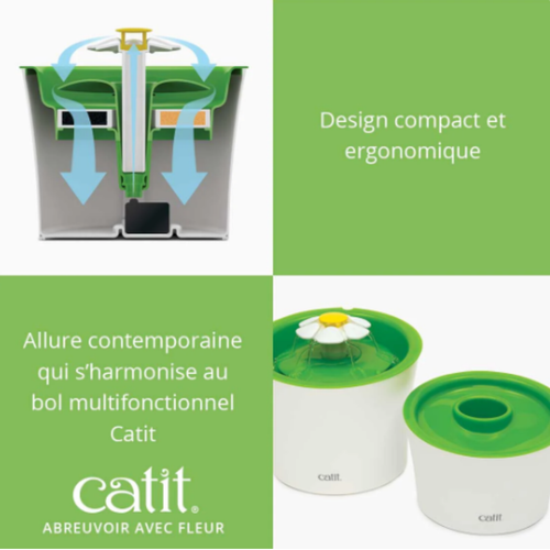 Visuel 11 du produit Distributeur Chat – Catit Fontaine à eau Flower coloris vert – 3 litres
