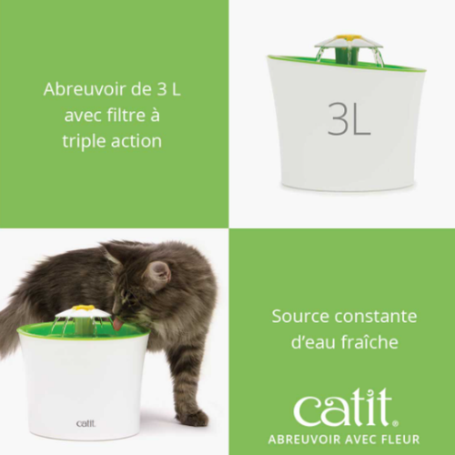 Visuel 12 du produit Distributeur Chat – Catit Fontaine à eau Flower coloris vert – 3 litres