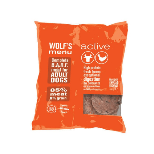 Visuel 1 du produit BARF Chien - Wolf's Menu Active Poulet et bœuf surgelé - 800 gr