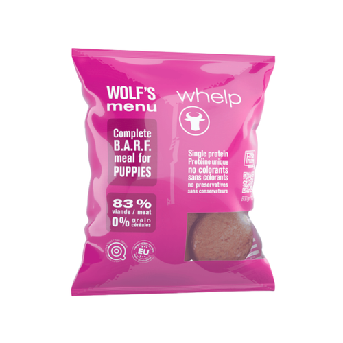 Visuel 1 du produit BARF Chiot - Wolf's Menu Whelp Bœuf Surgelé  - 800 gr