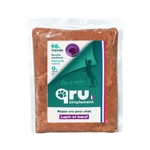 Visuel 1 du produit BARF Chat - Qru Simplement Lapin et Boeuf surgelé - 450 gr