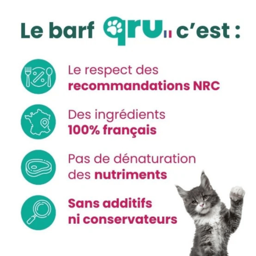 Visuel 6 du produit BARF Chat - Qru Simplement Lapin et Boeuf surgelé - 450 gr