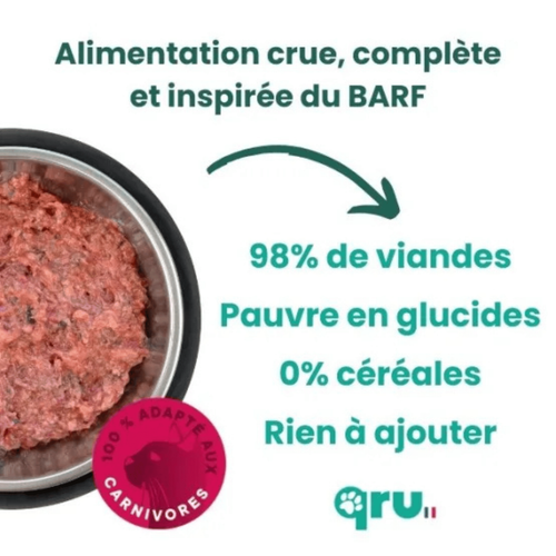 Visuel 4 du produit BARF Chat - Qru Simplement Lapin et Boeuf surgelé - 450 gr