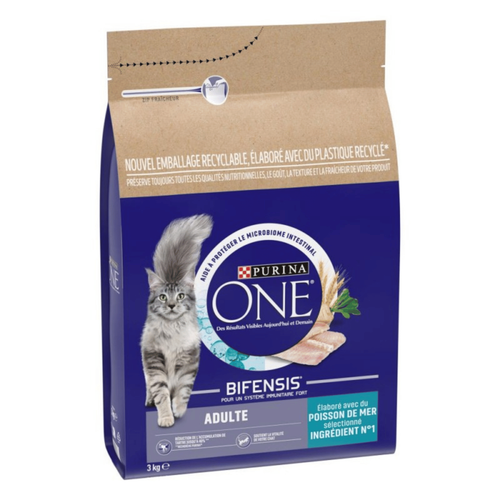 Visuel 2 du produit Croquettes Chat – Purina One Adulte Poissons De Mer Céréales Complètes – 3 kg