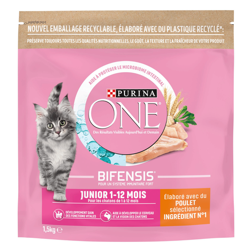 Visuel 1 du produit Croquettes Chat – Purina One Junior Poulet Céréales Complètes – 1,5 kg