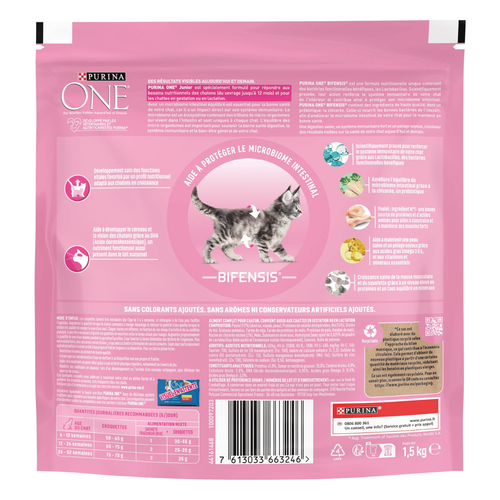 Visuel 2 du produit Croquettes Chat – Purina One Junior Poulet Céréales Complètes – 1,5 kg