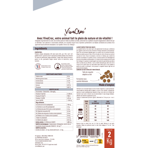 Visuel 2 du produit Croquettes Chat – VivaCroc Adulte Stérilisé Light Poulet – 2 kg