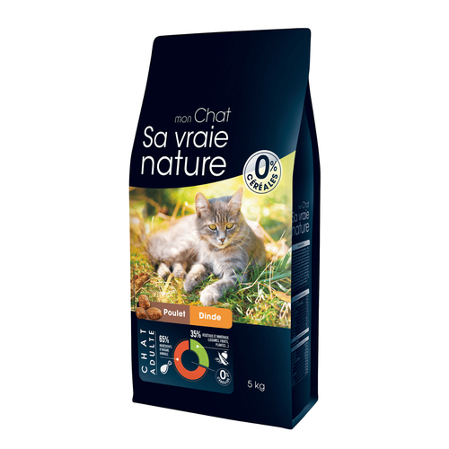 Visuel 1 du produit Croquettes Chat Sans Céréales - Sa Vraie Nature Poulet et Dinde – 5 kg