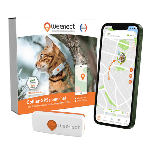 Visuel 1 du produit Sécurité Chat - Weenect GPS blanc XS – 60 X 23 X 12 mm