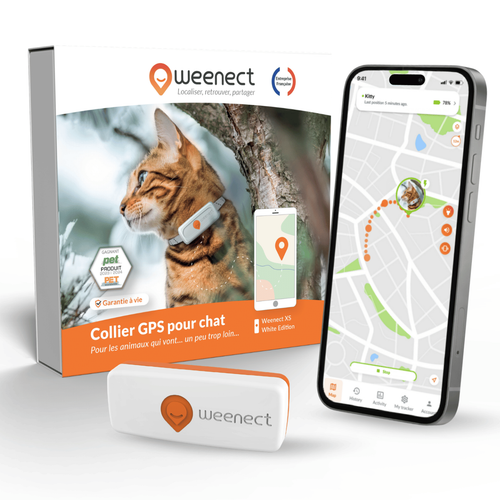 Visuel 1 du produit Sécurité Chat - Weenect GPS blanc XS – 60 X 23 X 12 mm