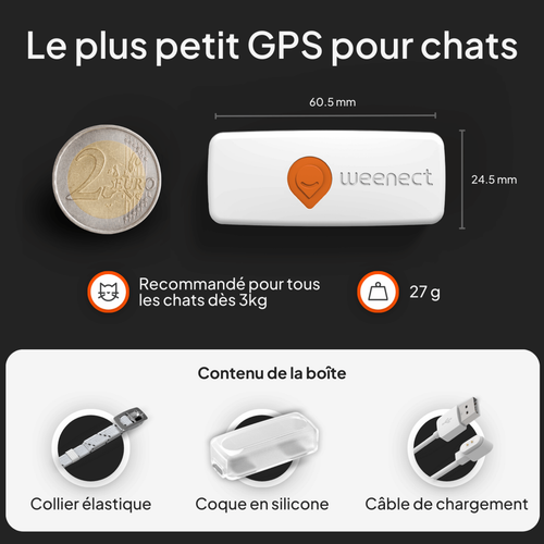 Visuel 7 du produit Sécurité Chat - Weenect GPS blanc XS – 60 X 23 X 12 mm