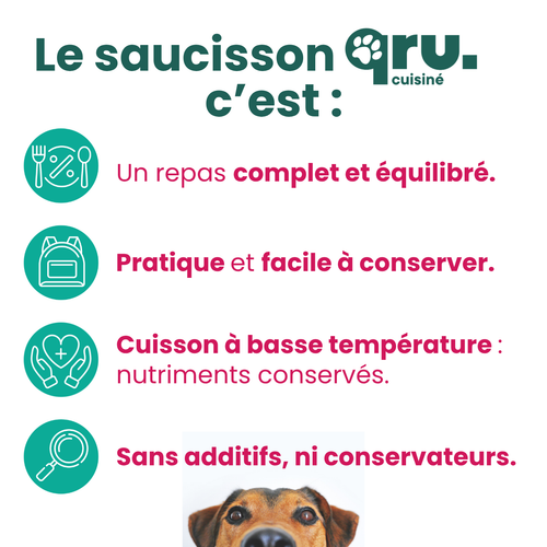 Visuel 8 du produit BARF Chien - Saucisse à la Dinde - 800 gr