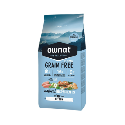 Comparer les prix de Croquettes Chaton - Ownat Grain Free Prime Dinde & Poulet sans céréales 1kg