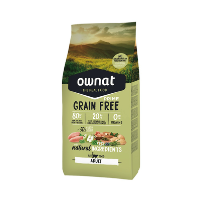 Comparer les prix de Croquettes Chat - Ownat Grain Free Prime Dinde & Poulet 3kg