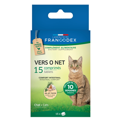 Comparer les prix de Vermifuge pour chat et chaton Vers O Net - 15 comprimés