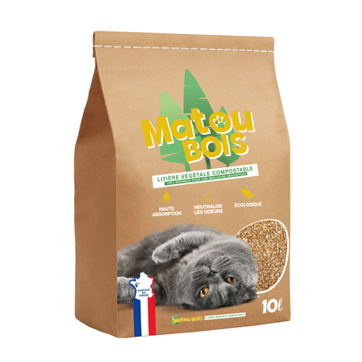 MATOU BOIS-Matou BOIS Litière végétale compostable - 10 L