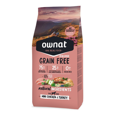 Meilleurs prix pour Croquettes Chien - Ownat Grain Free Prime Adulte Mini sans céréales Dinde & Poulet