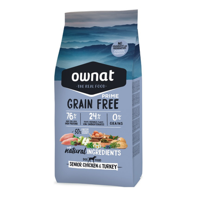 OWNAT-Croquettes Chien - Ownat Grain Free Prime Senior sans céréales Dinde & Poulet 3kg